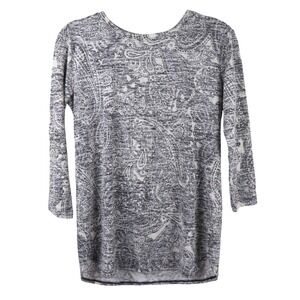 Vanheusen Y2K Women's Gray Paisley Babydoll 3/4 Sleeve Top XS Tall Petite Fairy